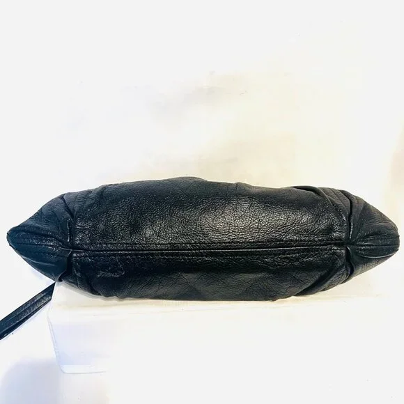 Banana Republic Black Soft Cow Leather Clutch/Wristlet Purse-Roomy-Zip Up-Prom - Picture 6 of 13